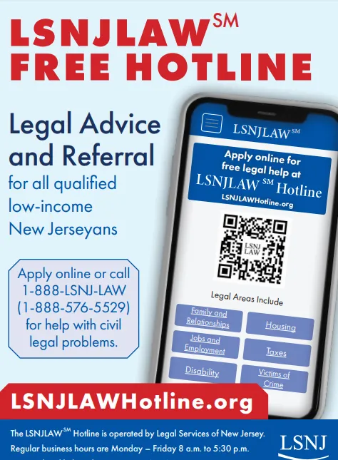 LSNJLAW Free Hotline (Postcard)